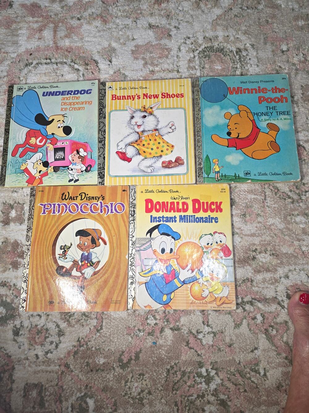 Set of 5 Little Golden Books Underdog, Bunny's New shoes & others